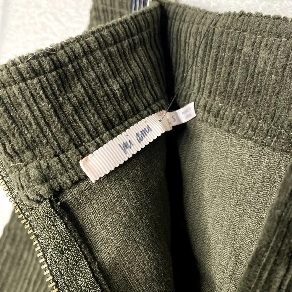 Francesca's Mi Ami Tamm Zip Corduroy Mini Skirt Green Small New Academia Fall